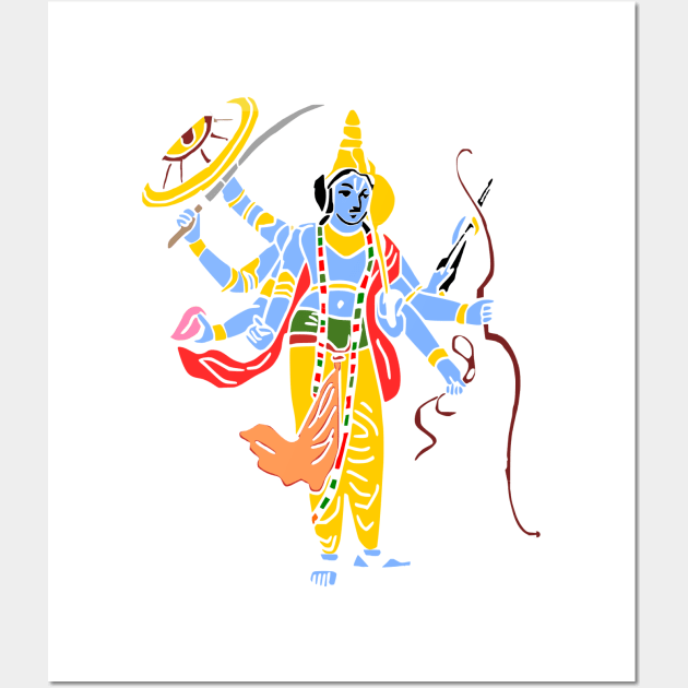 Lord Vishnu Hindu God Wall Art by Sanu Designs